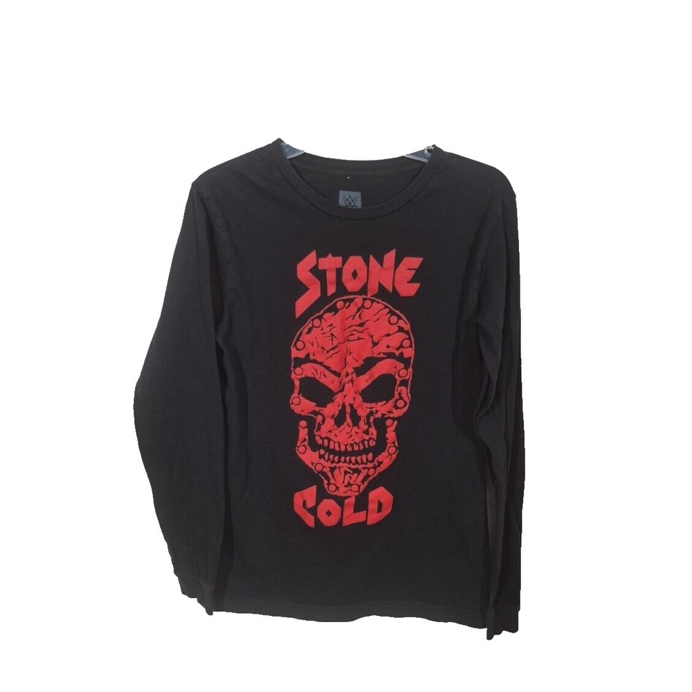 Stone Cold T Shirt Mens Medium Black Long Sleeve Graphic Tee Red Skull‎ Whoop A